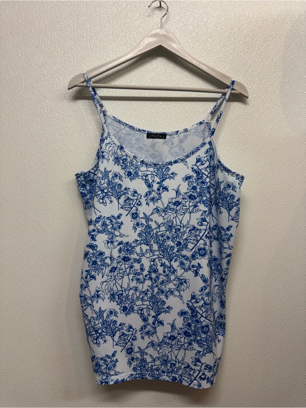 Ofeefan Blue Floral Print Spaghetti Strap Tank Top Sz XL (D-78)